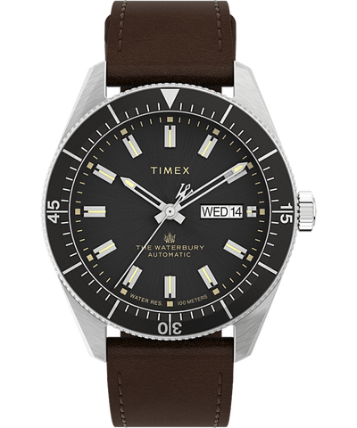 Timex Waterbury Dive 自动 40 毫米皮革表带手表 TW2V24800