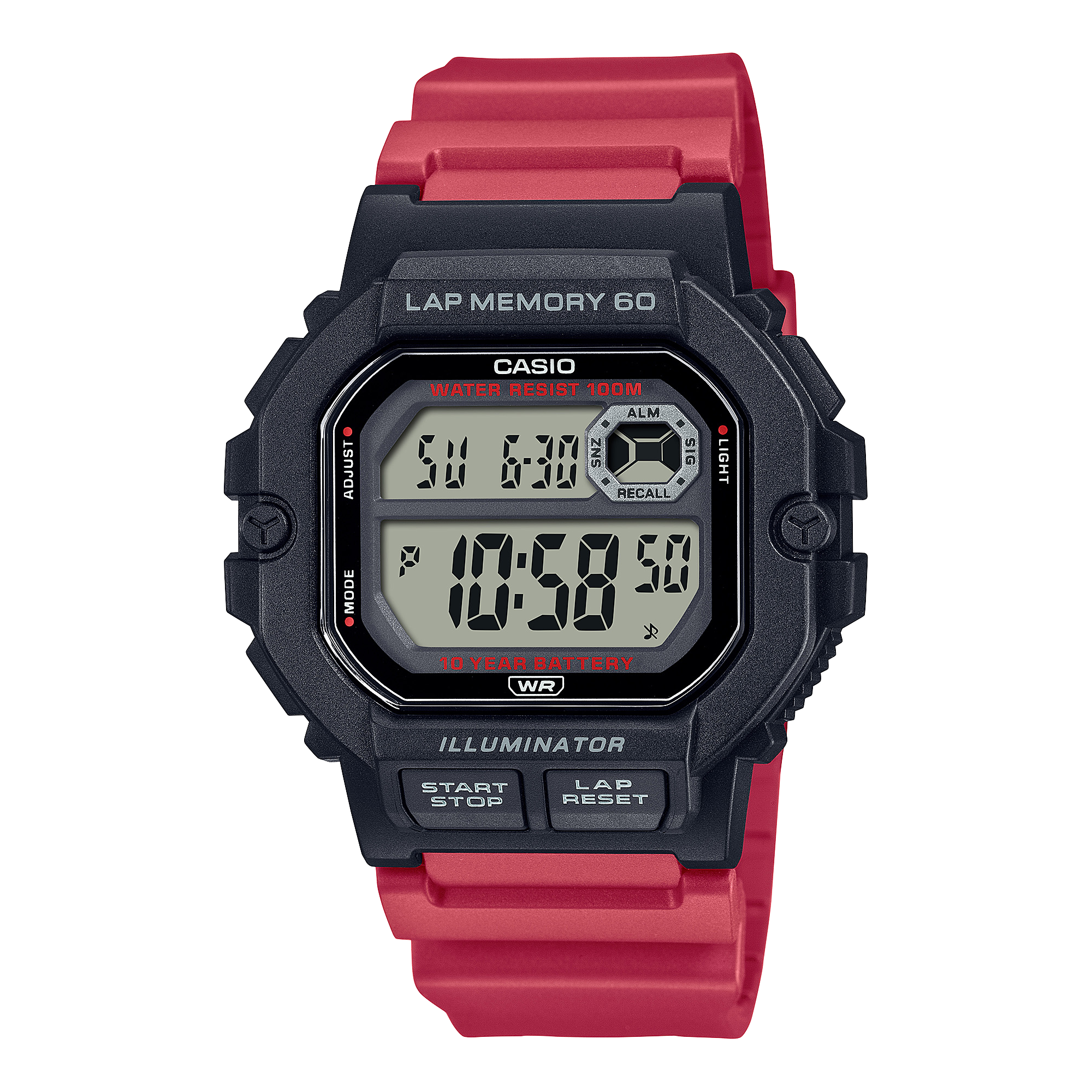 Casio Sports Gear Red Resin Band Watch WS1400H-4A