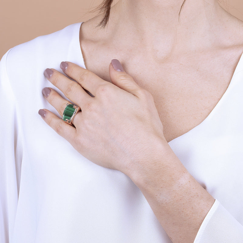 Bronzallure Romantic Malachite Ring