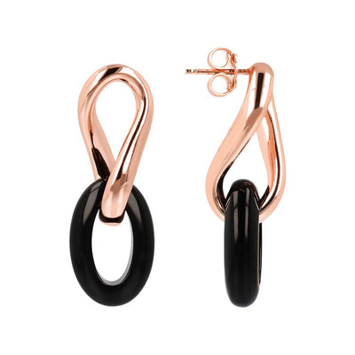 Bronzallure Variegata Black Onyx Link Earrings