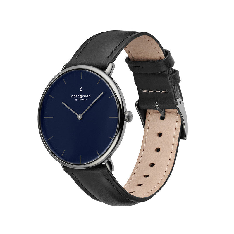 Nordgreen Native 36mm Navy Blue Dial Black Watch