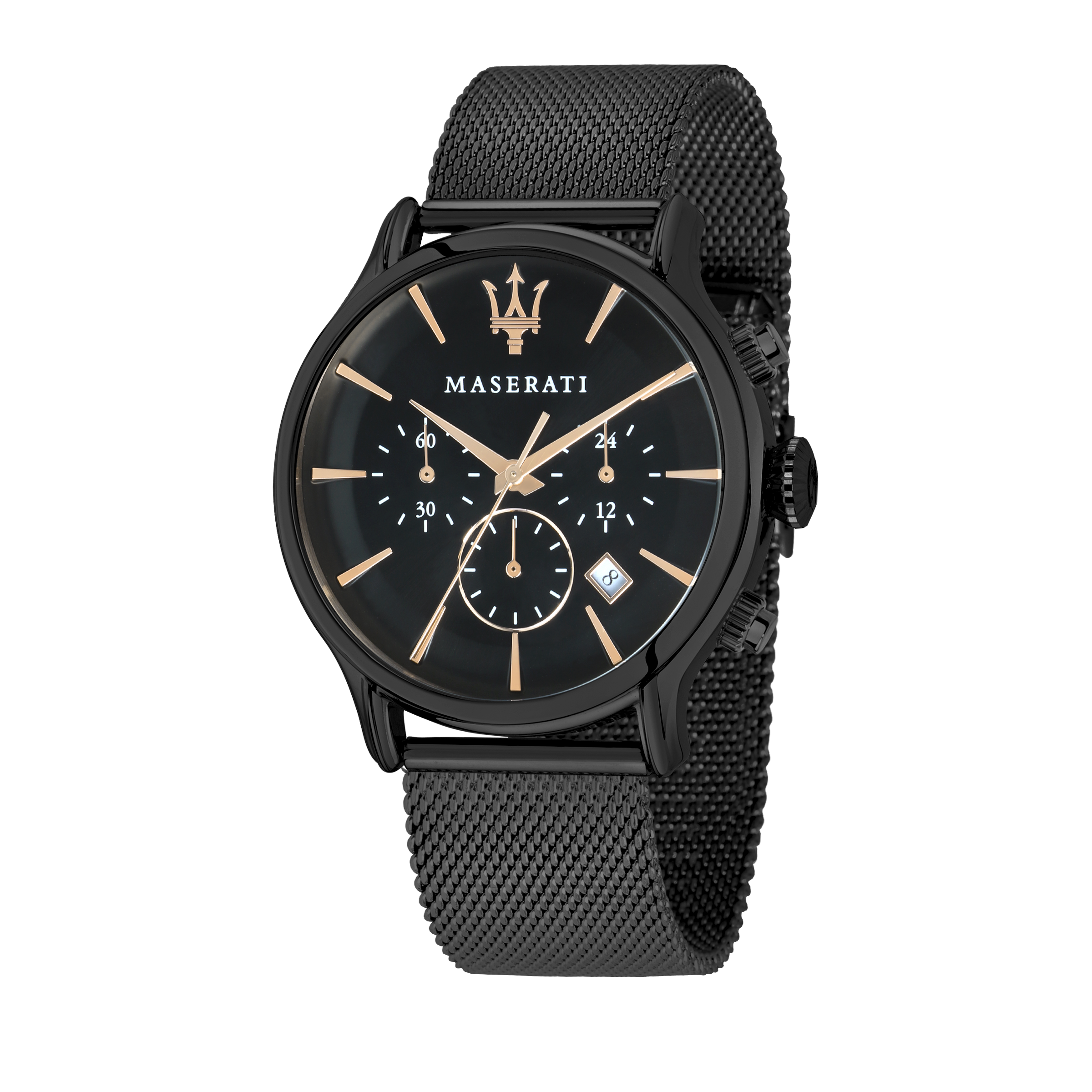 EPOCA 42mm Black Steel Mesh Watch