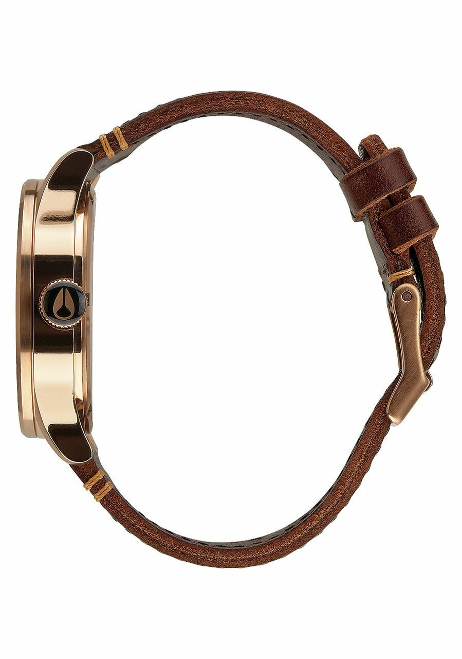 Nixon Sentry Leather Rose Gold / Gunmetal / Brown Mens Watch A1052001-00