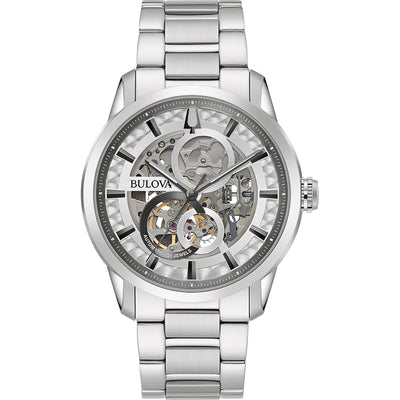 Bulova Sutton Automatic Silver Stainless Band Mens Watch 96A267