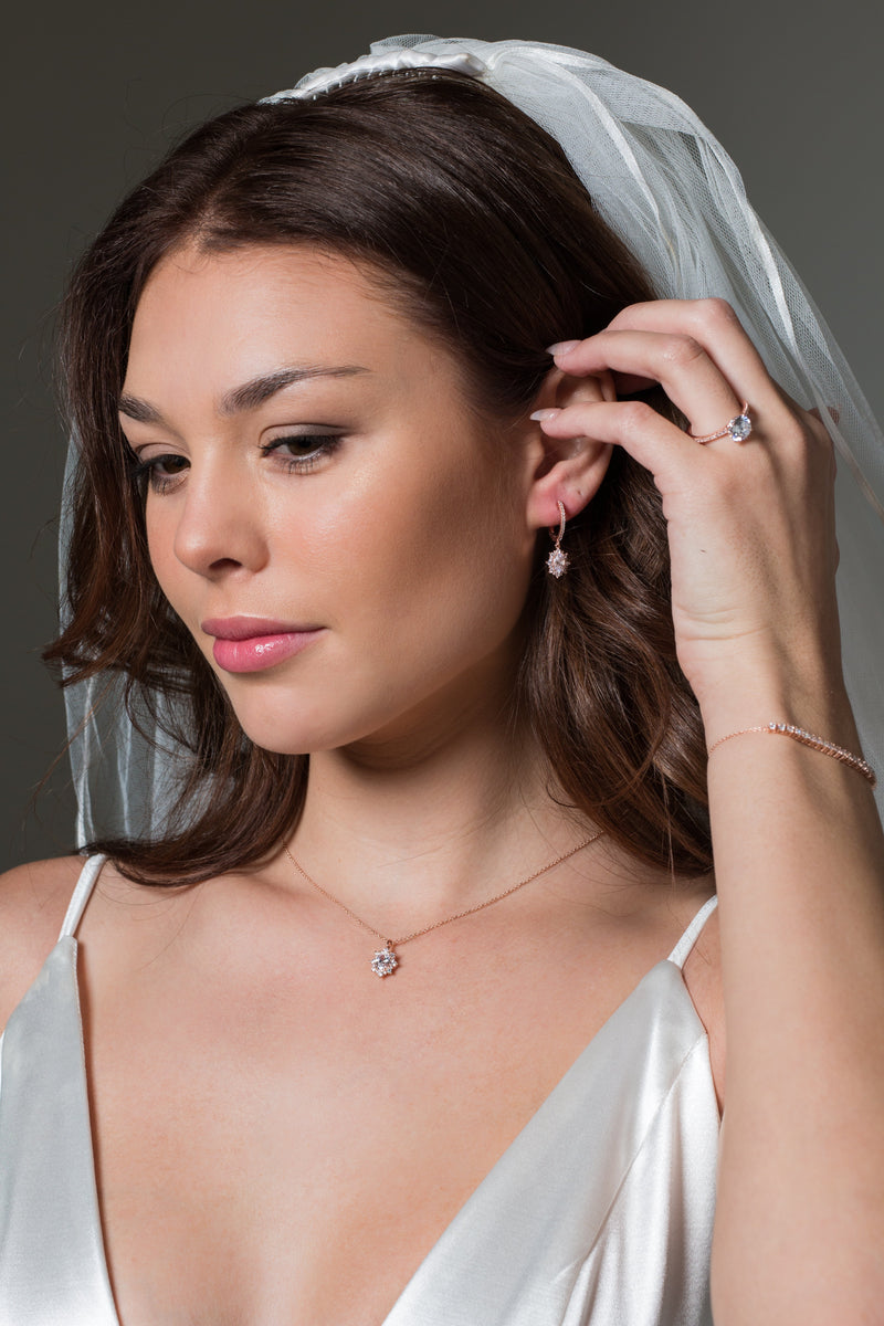 GEORGINI ICONIC BRIDAL ELOISE EARRINGS ROSE GOLD