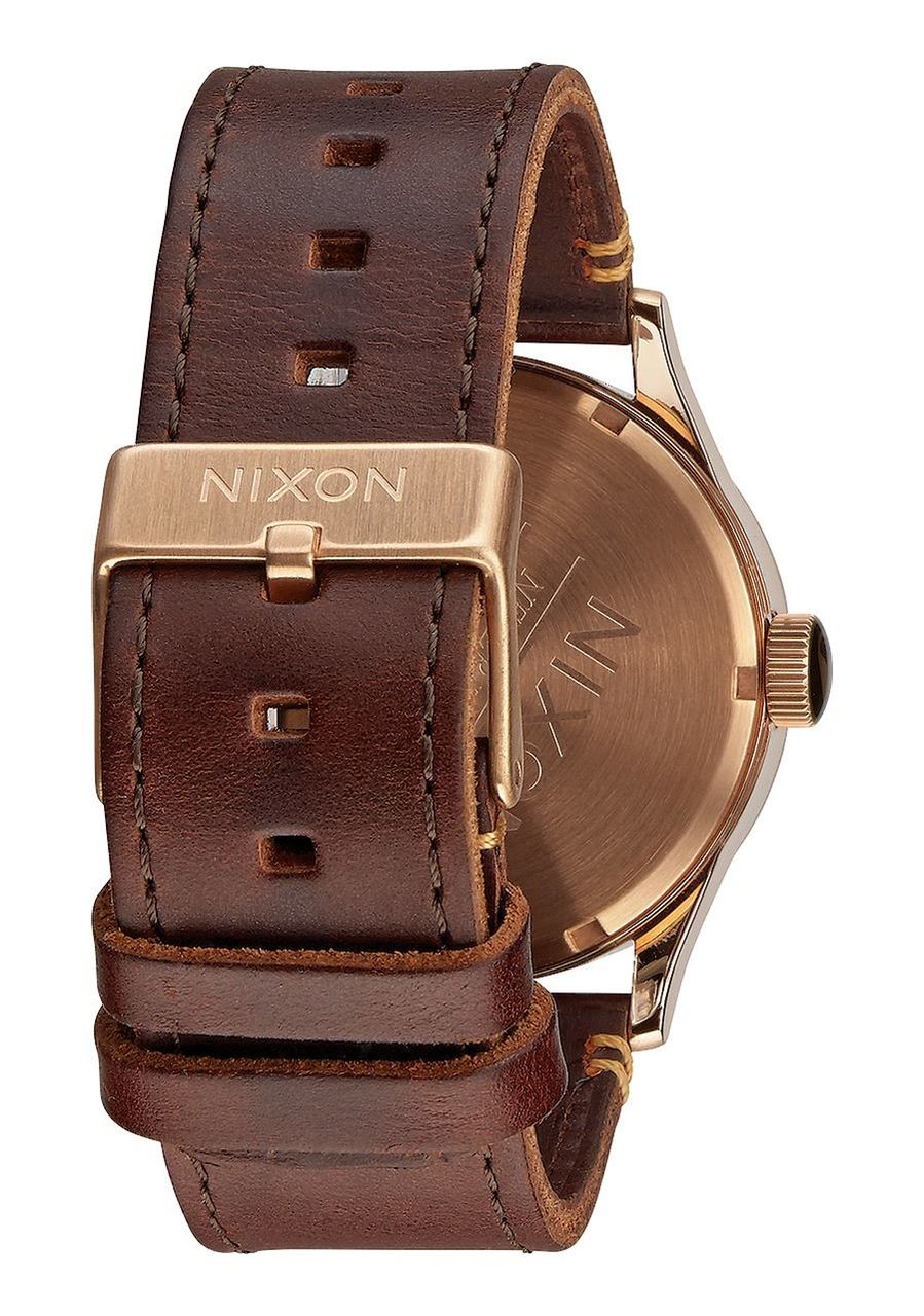 Nixon Sentry Leather Rose Gold / Gunmetal / Brown Mens Watch A1052001-00