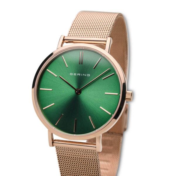 Bering Rose Gold Polished Green Watch