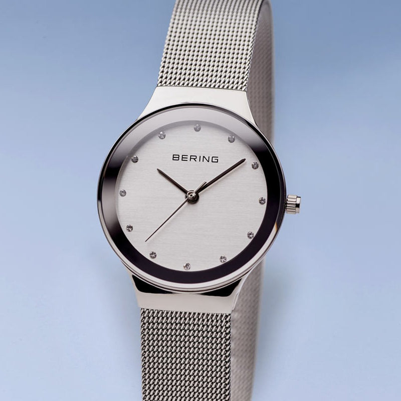 Bering Classic Polished Silver 34mm Watch
