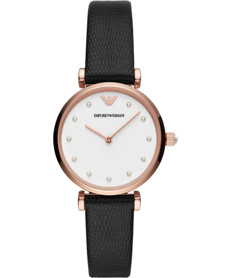 Emporio Armani Rose Gold Women's Watch with Leather Strap AR11270