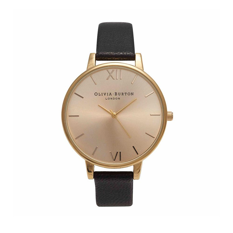 Olivia burton black rose gold watch best sale