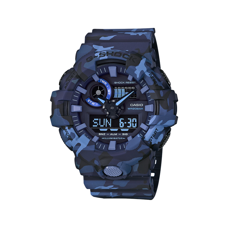 G Shock Analog Digital Blue Camo Men s Watch GA700CM 2A Watch Direct