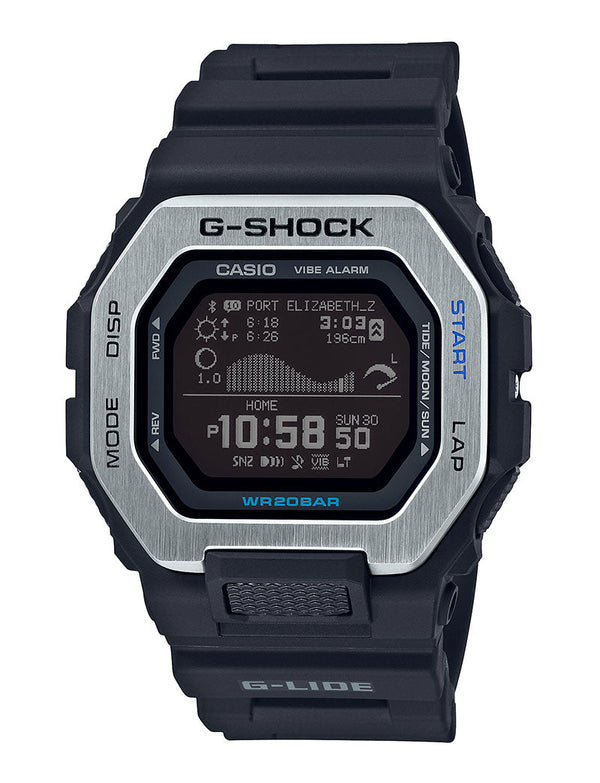 G-Shock digital wristwatch with a square face and black resin band.