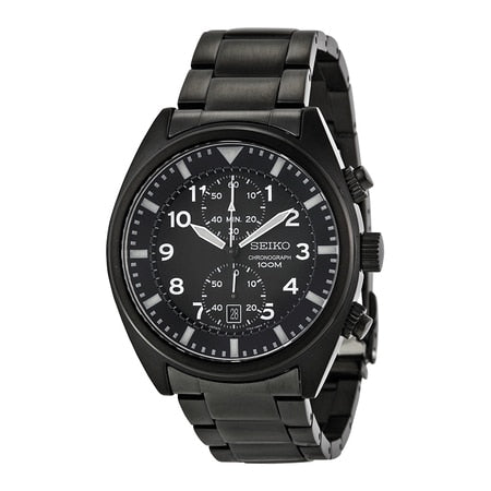 Seiko Black Ion Chronograph Snn233 - Mens Watch