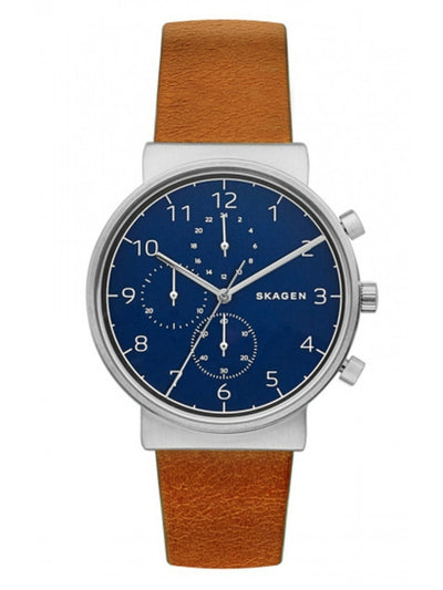 Ancher black leather discount chronograph