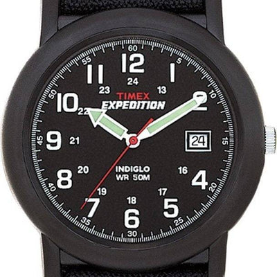 Timex Expedition Camper Black Case Black Fast Wrap Velcro Strap T40011 Watch Direct