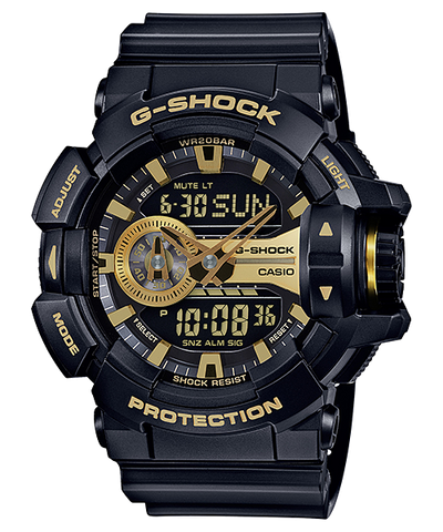 G-Shock Men's Rotary Switch Watch with Special Gold Accents GA400GB-1A9