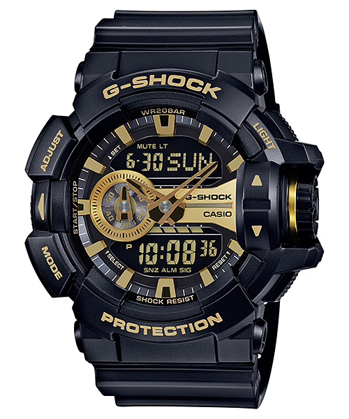 G-Shock Men's Rotary Switch Watch with Special Gold Accents GA400GB-1A9