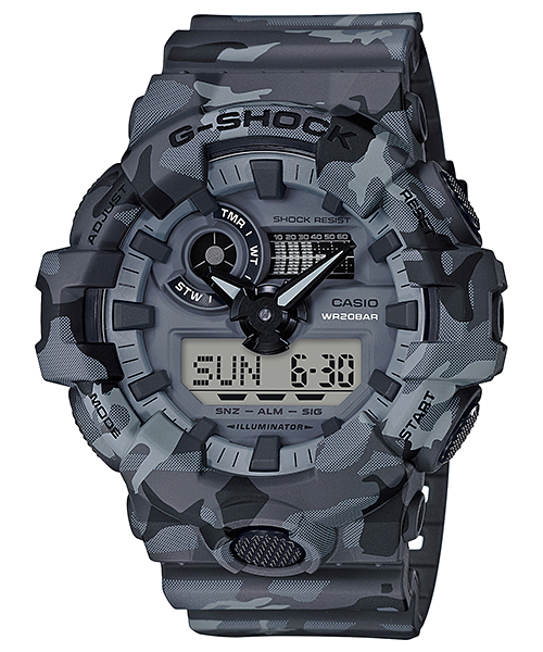 G-Shock Duo Camo 系列灰色手表 GA700CM-8A